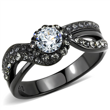 Load image into Gallery viewer, Round Crystal Triple-Band Halo Ring – Black Stainless Steel