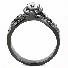Load image into Gallery viewer, Round Crystal Triple-Band Halo Ring – Black Stainless Steel