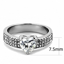 Load image into Gallery viewer, Heart-Cut Clear Crystal Ring – Pavé Band | April Birthstone