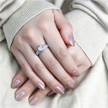 Load image into Gallery viewer, Heart-Cut Clear Crystal Ring – Pavé Band | April Birthstone