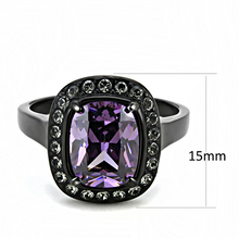 Load image into Gallery viewer, Black Stainless Steel Amethyst CZ Ring – February Birthstone - The Ring Lady