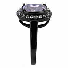 Load image into Gallery viewer, Black Stainless Steel Amethyst CZ Ring – February Birthstone - The Ring Lady