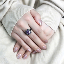 Load image into Gallery viewer, Black Stainless Steel Amethyst CZ Ring – February Birthstone - The Ring Lady