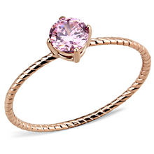Load image into Gallery viewer, TK 8553 – Rose Pink Solitaire Ring – Rose Gold Stainless Steel – October Birthstone