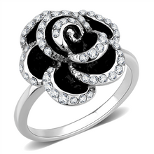 Load image into Gallery viewer, MT 7753 – Clear Crystal Flower Ring – High-Polished Stainless Steel – April Birthstone