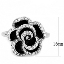 Load image into Gallery viewer, MT 7753 – Clear Crystal Flower Ring – High-Polished Stainless Steel – April Birthstone