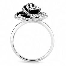 Load image into Gallery viewer, MT 7753 – Clear Crystal Flower Ring – High-Polished Stainless Steel – April Birthstone