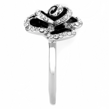 Load image into Gallery viewer, MT 7753 – Clear Crystal Flower Ring – High-Polished Stainless Steel – April Birthstone