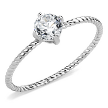 Load image into Gallery viewer, Classic Clear CZ Stainless Steel Rope Band Ring – April Birthstone