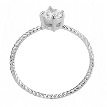 Load image into Gallery viewer, Classic Clear CZ Stainless Steel Rope Band Ring – April Birthstone