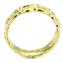 Load image into Gallery viewer, Clear Crystal Flower Ring – Gold-Tone Stainless Steel | April Birthstone