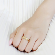 Load image into Gallery viewer, Clear Crystal Flower Ring – Gold-Tone Stainless Steel | April Birthstone