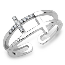 Load image into Gallery viewer, MT ad 913 - Cross Ring - Two Crosses One Plain and One with Crystals Newest Cuff Style
