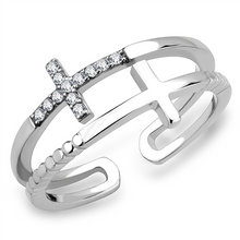 Load image into Gallery viewer, Sparkling Cross Cuff CZ Stainless Steel Ring