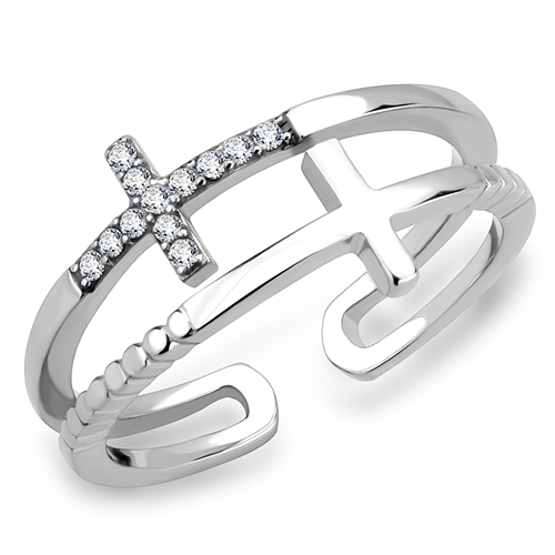 MT ad 913 - Cross Ring - Two Crosses One Plain and One with Crystals Newest Cuff Style