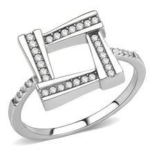 Load image into Gallery viewer, Abstract Clear Pavé Crystal Ring – Stainless Steel | April Birthstone