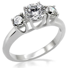Load image into Gallery viewer, Clear Crystal Past-Present-Future Ring – Polished Stainless Steel | April Birthstone