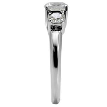 Load image into Gallery viewer, Clear Crystal Past-Present-Future Ring – Polished Stainless Steel | April Birthstone