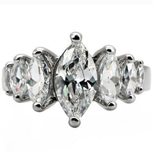 Load image into Gallery viewer, Marquise Seven-Crystal Ring – Polished Stainless Steel | April Birthstone