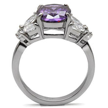 Load image into Gallery viewer, Oval Amethyst Crystal Ring with Teardrop Accents – Stainless Steel | February Birthstone