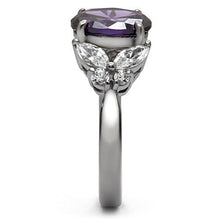 Load image into Gallery viewer, Oval Amethyst Crystal Ring with Teardrop Accents – Stainless Steel | February Birthstone