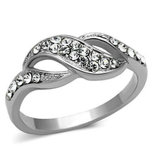 Load image into Gallery viewer, Clear Crystal Crossover Ring – Stainless Steel | April Birthstone