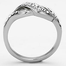 Load image into Gallery viewer, Clear Crystal Crossover Ring – Stainless Steel | April Birthstone