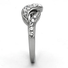 Load image into Gallery viewer, Clear Crystal Crossover Ring – Stainless Steel | April Birthstone