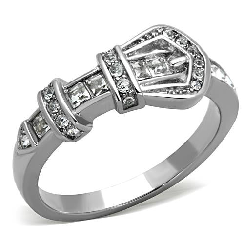 MT4331 - Stainless Buckle Ring Western Wear April Birthstone