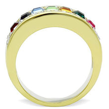 Load image into Gallery viewer, MT 2041 - IP Gold(Ion Plating) Wide Band Stainless Steel Ring in Multi-Color Channel Set Crystal Ring