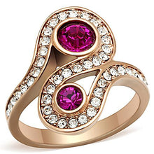 Load image into Gallery viewer, Fuchsia & Clear Crystal Ring – Rose Gold-Tone Stainless Steel | October Birthstone