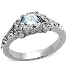 Load image into Gallery viewer, Clear Round Crystal Heart Ring – Stainless Steel | April Birthstone