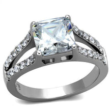 Load image into Gallery viewer, Clear Crystal Engagement Ring – High-Polished Stainless Steel
