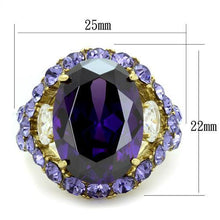 Load image into Gallery viewer, Oval Amethyst Halo Ring – Gold-Tone Stainless Steel | February Birthstone