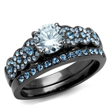 Load image into Gallery viewer, MT 1762 š - Elegant Gunmetal Halo Ring | AAA Grade CZ | Premium 316 Stainless Steel | 1.00 Carat Diamond Look | Women's Statement Ring