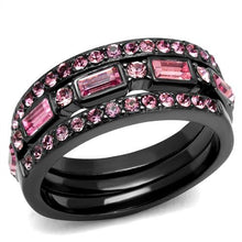 Load image into Gallery viewer, Gunmetal Pink Crystal Ring | Stainless Steel Statement Ring | The Ring Lady