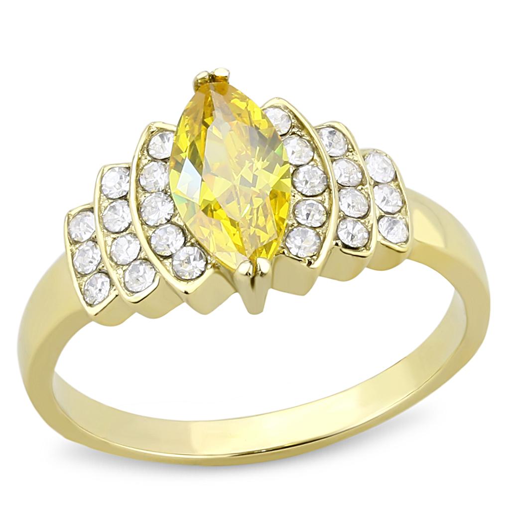MT9323 - Citrine Crystal Yellow Marquis Crystal November Birthstone Newest IP Gold
