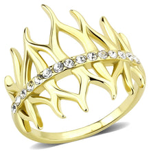 Load image into Gallery viewer, Gold-Tone Clear Crystal Row Ring – Stainless Steel | April Birthstone