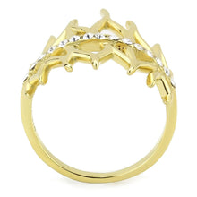 Load image into Gallery viewer, Gold-Tone Clear Crystal Row Ring – Stainless Steel | April Birthstone