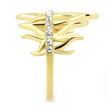 Load image into Gallery viewer, Gold-Tone Clear Crystal Row Ring – Stainless Steel | April Birthstone