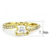Load image into Gallery viewer, MT1173g - IP Gold(Ion Plating) Stainless Steel Flower Ring with Clear Crystals April Birthstone Petite Newest
