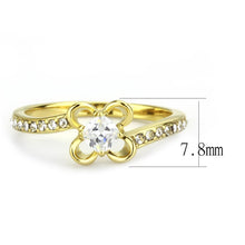 Load image into Gallery viewer, Petite Gold-Tone Clear Crystal Flower Ring – April Birthstone