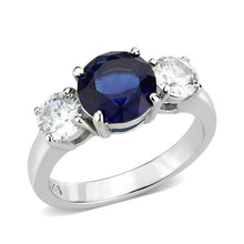 Load image into Gallery viewer, Sapphire & Clear Crystal Past-Present-Future Ring – September Birthstone