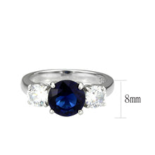 Load image into Gallery viewer, Sapphire & Clear Crystal Past-Present-Future Ring – September Birthstone