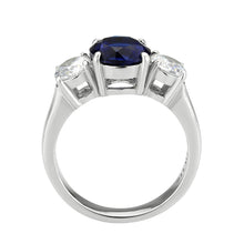 Load image into Gallery viewer, Sapphire & Clear Crystal Past-Present-Future Ring – September Birthstone