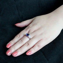 Load image into Gallery viewer, Sapphire & Clear Crystal Past-Present-Future Ring – September Birthstone