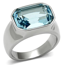 Load image into Gallery viewer, MT725 - March Birthstone - Newest - Bezel Set - Emerald Cut- Sea Blue
