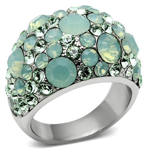 MT146 -Crystal Cocktail Designer Replica Ring with Light Green Pave Crystals - Newest August Birthstone