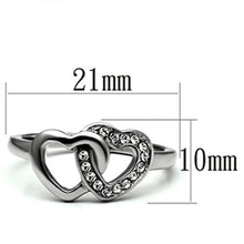 Load image into Gallery viewer, Double Heart Clear Crystal Ring – Stainless Steel | April Birthstone