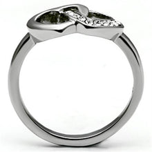 Load image into Gallery viewer, Double Heart Clear Crystal Ring – Stainless Steel | April Birthstone